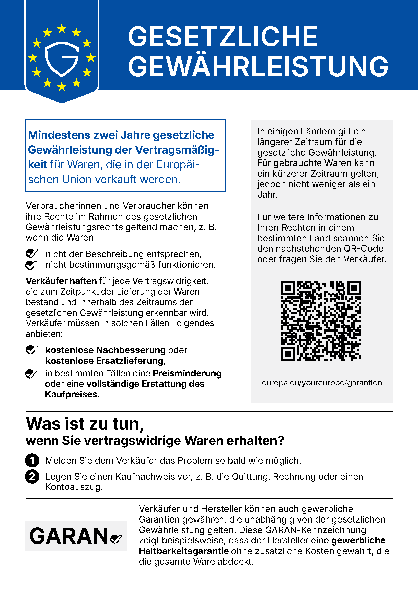 Offizieller EU-Hinweis zur gesetzlichen GewÃ¤hrleistung